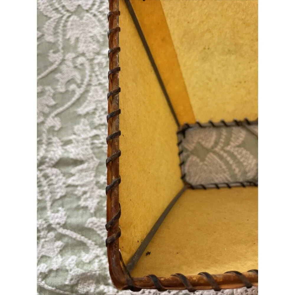 Vintage Mid Century Laced Lampshade Small Rectangle Rustic